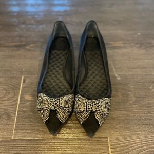 Tory Burch Jeweled Bow Flat - Size 8 🎀 💎 w/ bag